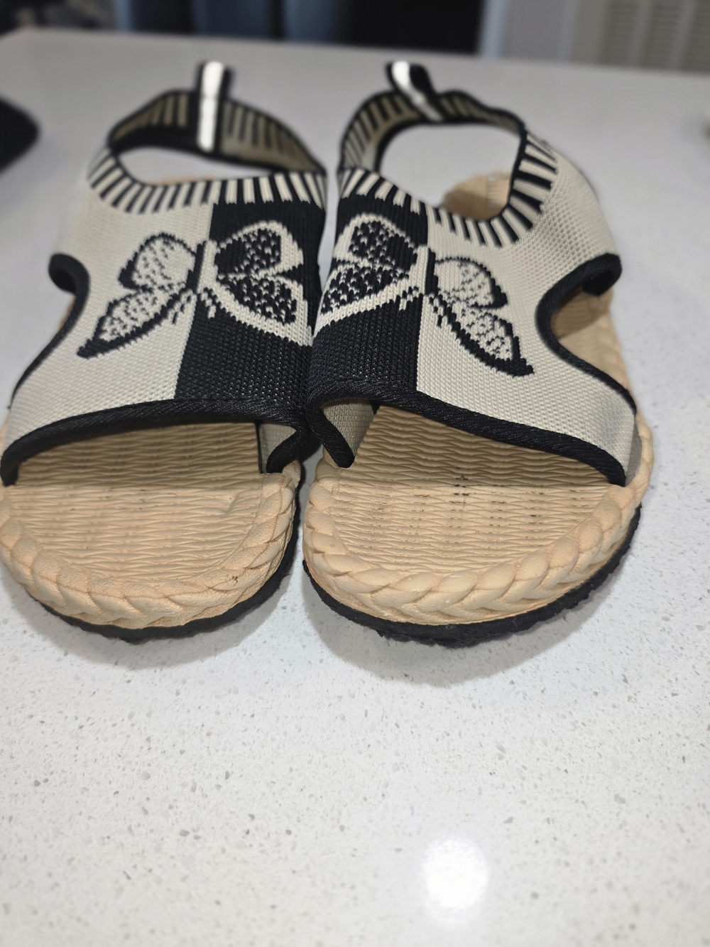 Beige & Black Butterfly Knit Slide Sandals - Picture 8 of 9